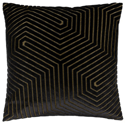Paoletti Evoke Geometric Cut Velvet Feather Filled Cushion from B&Q