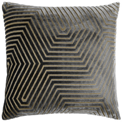 Paoletti Evoke Geometric Cut Velvet Feather Filled Cushion from B&Q