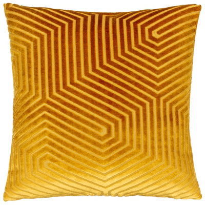 Paoletti Evoke Geometric Cut Velvet Feather Filled Cushion from B&Q