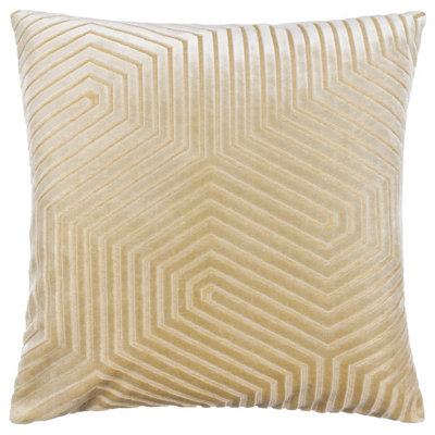 Paoletti Evoke Geometric Cut Velvet Feather Filled Cushion from B&Q