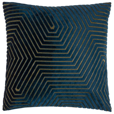 Paoletti Evoke Geometric Cut Velvet Feather Filled Cushion from B&Q