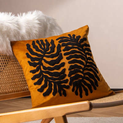 Furn. Maldive Botanical Velvet Tufted Polyester Filled Cushion from B&Q