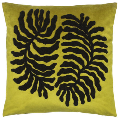Furn. Maldive Botanical Velvet Tufted Feather Filled Cushion from B&Q