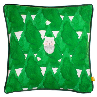 Furn. Hide And Seek Santa Velvet Cushion Cover