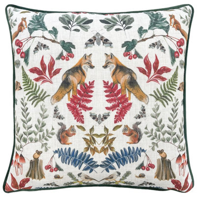 B&Q -  Mirrored Fox Watercolour Printed Piped Feather Filled Cushion