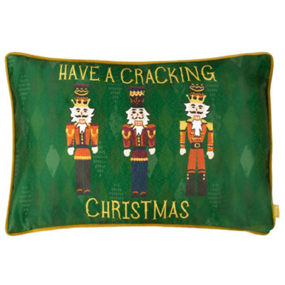 Furn. Nutcracker Cracking Christmas Velvet Polyester Filled Cushion from B&Q