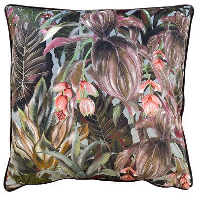 Wylder Mogori Wild Medinilla Piped Velvet Feather Filled Cushion from B&Q
