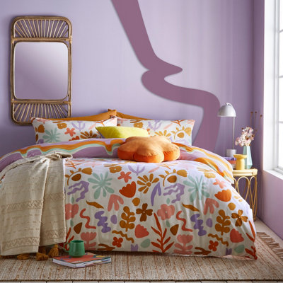 Furn. Amelie Floral Reversible Duvet Cover SetSuper KingOrange from B&Q