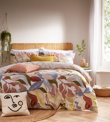 Furn. Amarosa Abstract Floral Reversible Duvet Cover SetSuper KingPink from B&Q