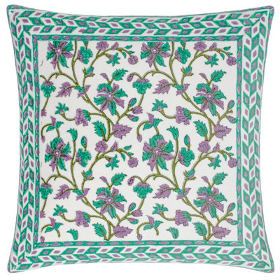 Paoletti Mentera Floral Velvet Polyester Filled Cushion from B&Q