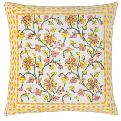 Paoletti Mentera Floral Velvet Polyester Filled Cushion from B&Q