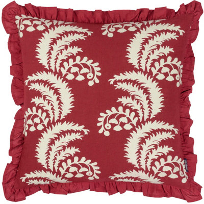 B&Q -  Montrose Floral Cotton Fringed Feather Filled Cushion
