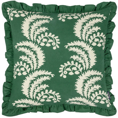 B&Q -  Montrose Floral Cotton Fringed Feather Filled Cushion