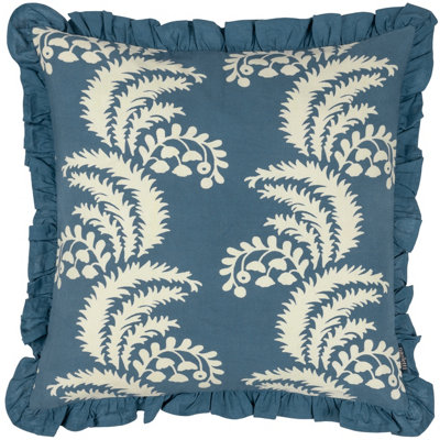 B&Q -  Montrose Floral Cotton Fringed Feather Filled Cushion