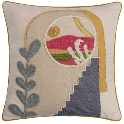Furn. Margo Embroidered 100% Cotton Feather Filled Cushion from B&Q