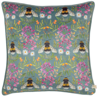 B&Q -  Nature House Of Bloom Zinnia Bee Repeat Piped Polyester Filled Cushion