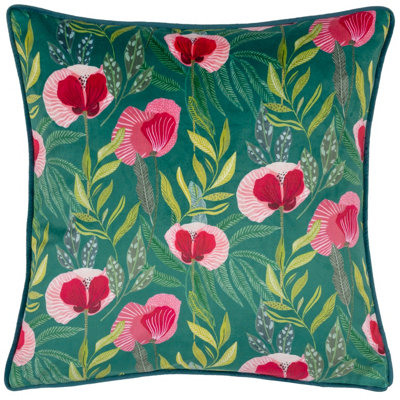 Wylder House Of Bloom Poppy Piped Feather Filled Cushion from B&Q