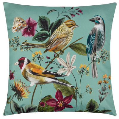 Wylder Nature Midnight Garden Birds Floral Outdoor Cushion Cover from B&Q