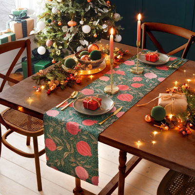 Paoletti Green Pomegranate Table Runner 180 x 35cm - Image 7