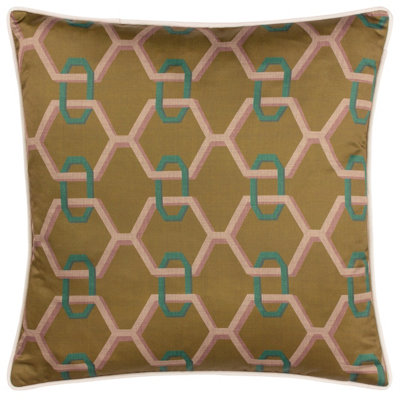 Paoletti Carnaby Chain Geometric Satin Feather Filled Cushion from B&Q