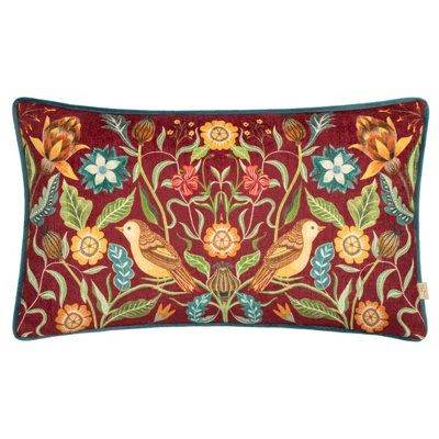 B&Q -  Hawthorn Birds Chenille Piped Feather Filled Cushion