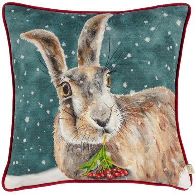 B&Q -  Christmas Hare Piped Polyester Filled Cushion