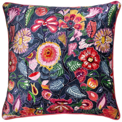 Wylder Glorine Velvet Piped Polyester Filled Cushion from B&Q