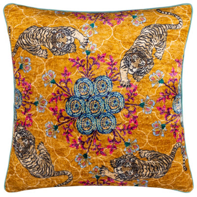 Wylder Tigerscope Velvet Piped Feather Filled Cushion from B&Q