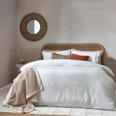 Yard Lark Muslin Cotton Duvet Cover SetDoubleWhite from B&Q