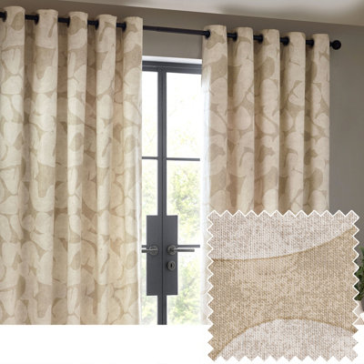 HÖEM Hoem Brinn Abstract Room Darkening Eyelet Curtain Pair Natural (W)117Cm X (D)137Cm from B&Q