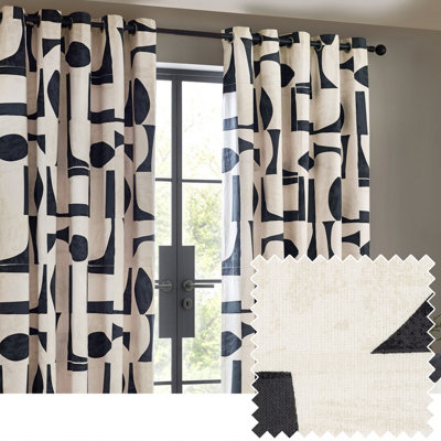 HÖEM Hoem Carro Abstract Room Darkening Eyelet Curtain Pair Dusk (W)168Cm X (D)137Cm from B&Q