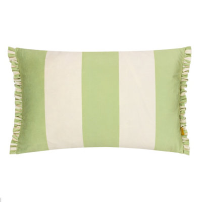 Furn. Araya Striped Velvet Polyester Filled Cushion from B&Q