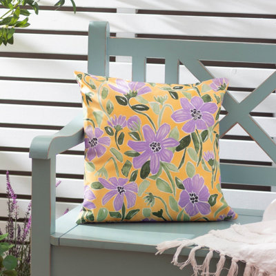 Wylder Nature Flowers Retro Feel Polyester Filled Outdoor Cushion from B&Q