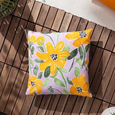 Wylder Nature Flowers Retro Feel Polyester Filled Outdoor Cushion from B&Q