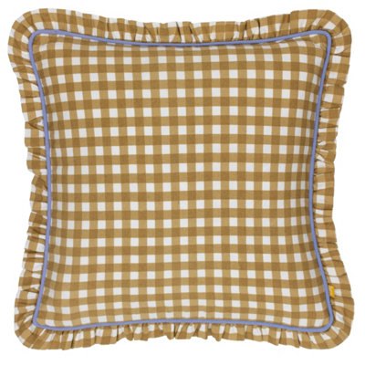 B&Q - Furn. Maude Gingham Reversible Piped Feather Filled Cushion