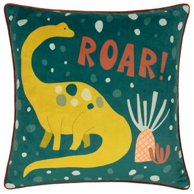 Little Furn. Roar Piped Velvet Feather Filled Cushion from B&Q