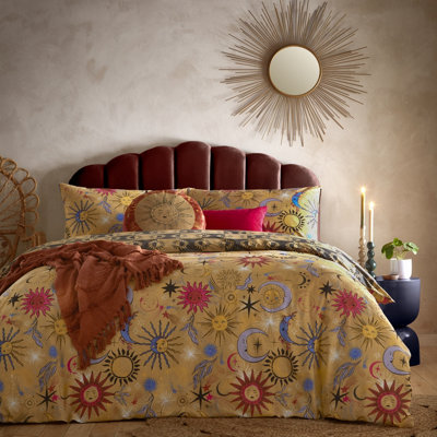 furn. Ethereal Double Star Duvet Set - Gold Rust - Reversible - Celestial Design - Image 11