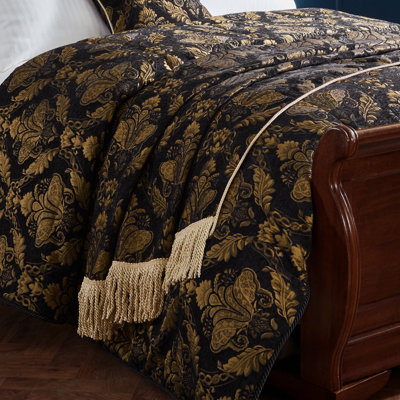 Paoletti Unisex Black Shiraz Traditional Floral Jacquard Throw In - Image 8
