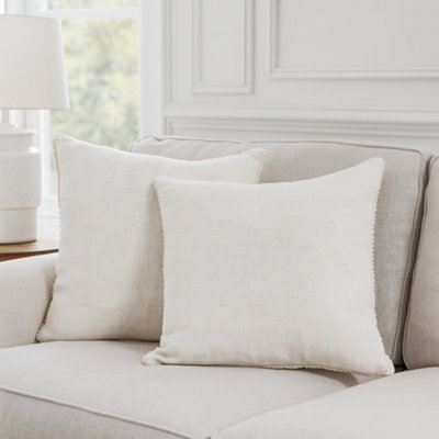B&Q - furn. Cream Plain Linen Effect Indoor Cushion (L)40Cm (W)40Cm