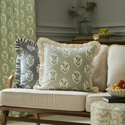 Sanderson Sessile Leaf Square Ruffle Cushion Cover from B&Q