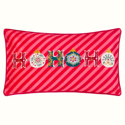 Evans Lichfield Hohoho Velvet Piped Polyester Filled Cushion from B&Q