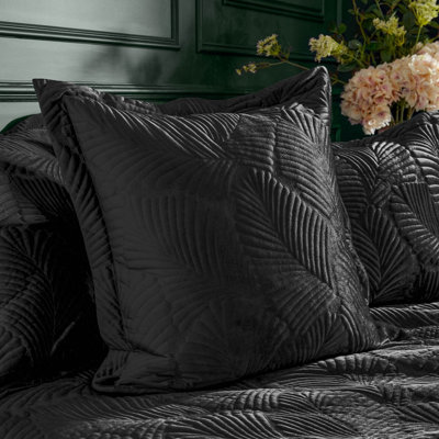 Paoletti Palmeria Quilted Velvet Feather Filled Cushion from B&Q