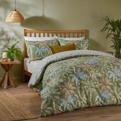 Duvet Day Kentia Printed Soft Touch Duvet Cover SetDoublePalm Green from B&Q