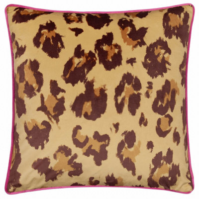 Furn. True Leopard Piped Velvet Feather Rich Cushion from B&Q