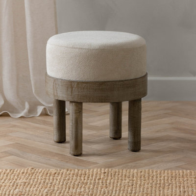 Voyage Maison Yard Ebbett Ecru Wooden Footstool from B&Q