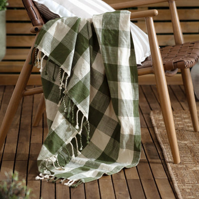 Yard Chesil Check Tasselled 100% Cotton Throw from B&Q