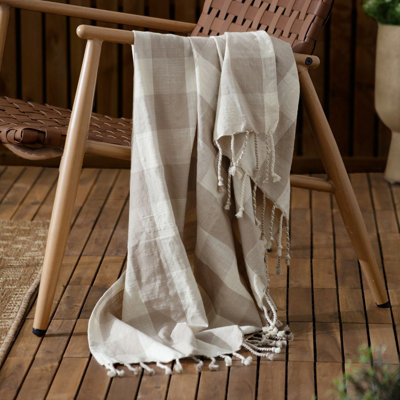 Yard Chesil Check Tasselled 100% Cotton Throw from B&Q