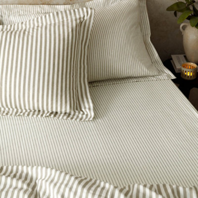 Yard Hebden Mélange Stripe 100% Cotton Mole Fitted Sheet