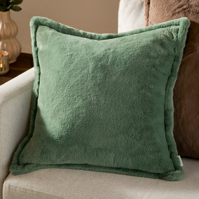 furn. Furn Kallu Faux Fur Feather Filled CushionFrost Green45 X 45Cm from B&Q