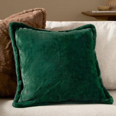 furn. Furn Kallu Faux Fur Feather Filled CushionNeedle Green45 X 45Cm from B&Q